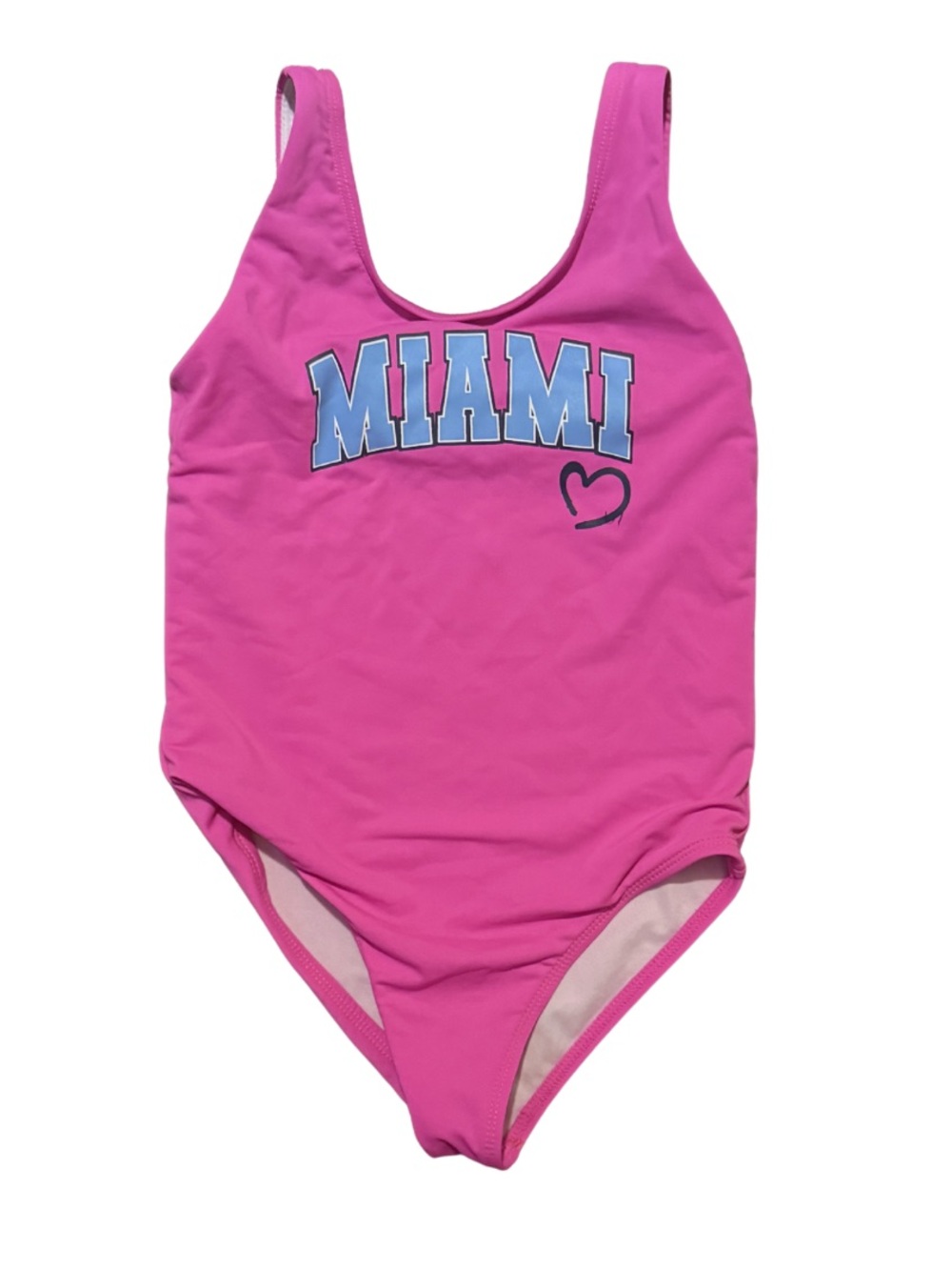 Coral Reef Pink Miami one piece girls swim suit size 7 in EUC.